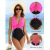 imageBlooming Jelly Womens One Piece Swimsuit Tummy Control Modest Bathing Suit Criss Cross Tie Back Swimwear with FlowerHot Pink Black