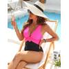 imageBlooming Jelly Womens One Piece Swimsuit Tummy Control Modest Bathing Suit Criss Cross Tie Back Swimwear with FlowerHot Pink Black