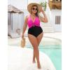 imageBlooming Jelly Womens One Piece Swimsuit Tummy Control Modest Bathing Suit Criss Cross Tie Back Swimwear with FlowerHot Pink Black