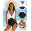 imageBlooming Jelly Womens One Piece Swimsuit Tummy Control Modest Bathing Suit Criss Cross Tie Back Swimwear with FlowerWhite Black