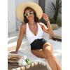 imageBlooming Jelly Womens One Piece Swimsuit Tummy Control Modest Bathing Suit Criss Cross Tie Back Swimwear with FlowerWhite Black