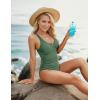 imageBlooming Jelly Womens One Piece Swimsuit V Neck Tummy Control Bathing Suit Ruched Slimming Swim SuitGreen