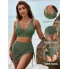 imageBlooming Jelly Womens Swim Skirt High Waisted Bikini Sets Tummy Control Swimsuits Mesh Sarong Wraps Bathing SuitsArmy Green
