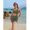 imageBlooming Jelly Womens Swim Skirt High Waisted Bikini Sets Tummy Control Swimsuits Mesh Sarong Wraps Bathing SuitsArmy Green