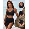 imageBlooming Jelly Womens Swim Skirt High Waisted Bikini Sets Tummy Control Swimsuits Mesh Sarong Wraps Bathing SuitsBlack