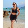 imageBlooming Jelly Womens Swim Skirt High Waisted Bikini Sets Tummy Control Swimsuits Mesh Sarong Wraps Bathing SuitsBlack