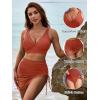 imageBlooming Jelly Womens Swim Skirt High Waisted Bikini Sets Tummy Control Swimsuits Mesh Sarong Wraps Bathing SuitsBrick Red