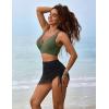 imageBlooming Jelly Womens Swim Skirt High Waisted Bikini Sets Tummy Control Swimsuits Mesh Sarong Wraps Bathing SuitsGreenBlack