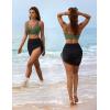 imageBlooming Jelly Womens Swim Skirt High Waisted Bikini Sets Tummy Control Swimsuits Mesh Sarong Wraps Bathing SuitsGreenBlack