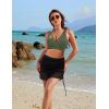 imageBlooming Jelly Womens Swim Skirt High Waisted Bikini Sets Tummy Control Swimsuits Mesh Sarong Wraps Bathing SuitsGreenBlack