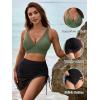 imageBlooming Jelly Womens Swim Skirt High Waisted Bikini Sets Tummy Control Swimsuits Mesh Sarong Wraps Bathing SuitsGreenBlack