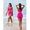 imageBlooming Jelly Womens Swim Skirt High Waisted Bikini Sets Tummy Control Swimsuits Mesh Sarong Wraps Bathing SuitsHot Pink