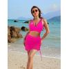 imageBlooming Jelly Womens Swim Skirt High Waisted Bikini Sets Tummy Control Swimsuits Mesh Sarong Wraps Bathing SuitsHot Pink