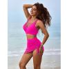 imageBlooming Jelly Womens Swim Skirt High Waisted Bikini Sets Tummy Control Swimsuits Mesh Sarong Wraps Bathing SuitsHot Pink