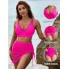 imageBlooming Jelly Womens Swim Skirt High Waisted Bikini Sets Tummy Control Swimsuits Mesh Sarong Wraps Bathing SuitsHot Pink
