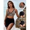 imageBlooming Jelly Womens Swim Skirt High Waisted Bikini Sets Tummy Control Swimsuits Mesh Sarong Wraps Bathing SuitsLeopardBlack