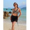 imageBlooming Jelly Womens Swim Skirt High Waisted Bikini Sets Tummy Control Swimsuits Mesh Sarong Wraps Bathing SuitsLeopardBlack