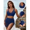 imageBlooming Jelly Womens Swim Skirt High Waisted Bikini Sets Tummy Control Swimsuits Mesh Sarong Wraps Bathing SuitsNavy Blue