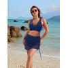 imageBlooming Jelly Womens Swim Skirt High Waisted Bikini Sets Tummy Control Swimsuits Mesh Sarong Wraps Bathing SuitsNavy Blue