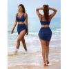 imageBlooming Jelly Womens Swim Skirt High Waisted Bikini Sets Tummy Control Swimsuits Mesh Sarong Wraps Bathing SuitsNavy Blue