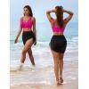 imageBlooming Jelly Womens Swim Skirt High Waisted Bikini Sets Tummy Control Swimsuits Mesh Sarong Wraps Bathing SuitsPinkBlack