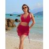imageBlooming Jelly Womens Swim Skirt High Waisted Bikini Sets Tummy Control Swimsuits Mesh Sarong Wraps Bathing SuitsRed