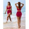 imageBlooming Jelly Womens Swim Skirt High Waisted Bikini Sets Tummy Control Swimsuits Mesh Sarong Wraps Bathing SuitsRed