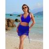 imageBlooming Jelly Womens Swim Skirt High Waisted Bikini Sets Tummy Control Swimsuits Mesh Sarong Wraps Bathing SuitsRoyal Blue