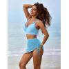 imageBlooming Jelly Womens Swim Skirt High Waisted Bikini Sets Tummy Control Swimsuits Mesh Sarong Wraps Bathing SuitsSky Blue