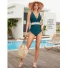 imageBlooming Jelly Womens Tummy Control Swimsuits One Piece Bathing Suit Modest Color Block Drawstring SwimwearDark Teal