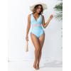imageBlooming Jelly Womens Tummy Control Swimsuits One Piece Bathing Suit Modest Color Block Drawstring SwimwearSky Blue
