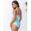imageBlooming Jelly Womens Tummy Control Swimsuits One Piece Bathing Suit Modest Color Block Drawstring SwimwearSky Blue