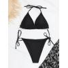 imageBlooming Jelly Womens 3 Piece Swimsuits Triangle Halter Thong Bikini Set Butterfly Bathing Suits SarongsBlack