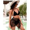 imageBlooming Jelly Womens 3 Piece Swimsuits Triangle Halter Thong Bikini Set Butterfly Bathing Suits SarongsBlack