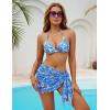 imageBlooming Jelly Womens 3 Piece Swimsuits Triangle Halter Thong Bikini Set Butterfly Bathing Suits SarongsBlue Loral Print