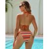 imageBlooming Jelly Womens 3 Piece Swimsuits Triangle Halter Thong Bikini Set Butterfly Bathing Suits SarongsOrange Floral Print