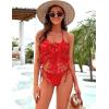 imageBlooming Jelly Womens 3 Piece Swimsuits Triangle Halter Thong Bikini Set Butterfly Bathing Suits SarongsRed