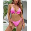imageBlooming Jelly Womens 3 Piece Swimsuits Triangle Halter Thong Bikini Set Butterfly Bathing Suits SarongsRose Red