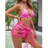 imageBlooming Jelly Womens 3 Piece Swimsuits Triangle Halter Thong Bikini Set Butterfly Bathing Suits SarongsRose Red
