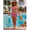 imageBlooming Jelly Womens 3 Piece Swimsuits Triangle Halter Thong Bikini Set Butterfly Bathing Suits SarongsStripedred and White