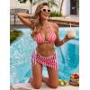 imageBlooming Jelly Womens 3 Piece Swimsuits Triangle Halter Thong Bikini Set Butterfly Bathing Suits SarongsStripedred and White