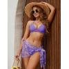 imageBlooming Jelly Womens 3 Piece Swimsuits Triangle Halter Thong Bikini Set Butterfly Bathing Suits SarongsViolet
