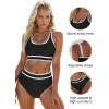 imageBlooming Jelly Womens High Waist Bikini Sets Sporty Color Block Two Piece Swimsuits Scoop Neck Cheeky Bathing SuitsBlack