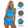 imageBlooming Jelly Womens High Waist Bikini Sets Sporty Color Block Two Piece Swimsuits Scoop Neck Cheeky Bathing SuitsBlue