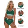 imageBlooming Jelly Womens High Waist Bikini Sets Sporty Color Block Two Piece Swimsuits Scoop Neck Cheeky Bathing SuitsGreen