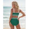imageBlooming Jelly Womens High Waist Bikini Sets Sporty Color Block Two Piece Swimsuits Scoop Neck Cheeky Bathing SuitsGreen