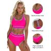 imageBlooming Jelly Womens High Waist Bikini Sets Sporty Color Block Two Piece Swimsuits Scoop Neck Cheeky Bathing SuitsHot Pink