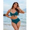 imageBlooming Jelly Womens High Waisted Bikini Set Tie Knot High Rise Two Piece Swimsuits Bathing SuitsBlue Green126
