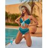 imageBlooming Jelly Womens High Waisted Bikini Set Tie Knot High Rise Two Piece Swimsuits Bathing SuitsBlue Green42