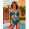 imageBlooming Jelly Womens High Waisted Bikini Set Tie Knot High Rise Two Piece Swimsuits Bathing SuitsBlue Green42